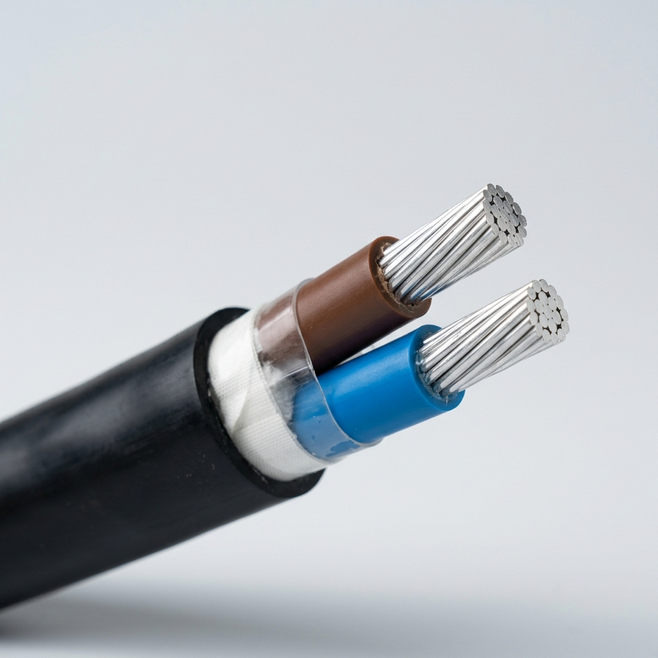 blue and brown cable