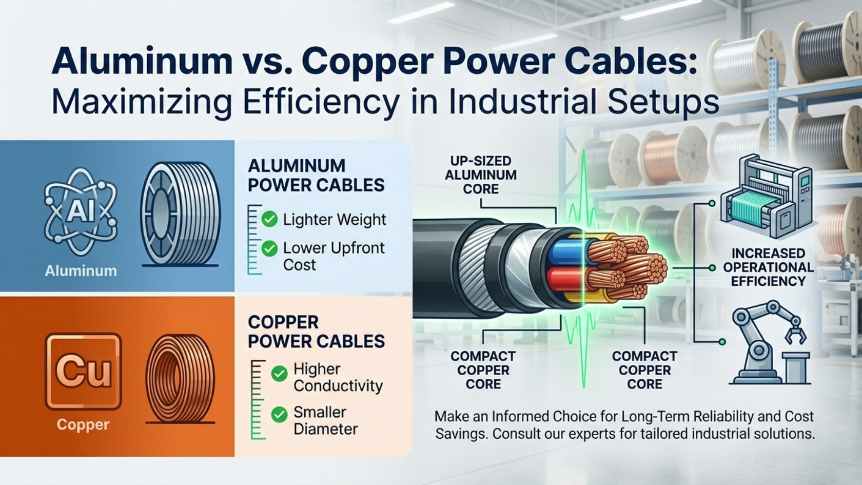 Aluminium vs copper power cables